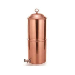 Novelika-Traditional Handmade 100% Pure Copper Gravity Water Dispenser with Lid and Tap for Drinking Water(NA1101)