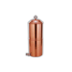 Novelika-Traditional Handmade 100% Pure Copper Gravity Water Dispenser with Lid and Tap for Drinking Water(NA1101)