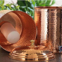 Novelika-Traditional Handmade 100% Pure Copper Hammered Design Filter Water Dispenser With Candle Inside - 15Ltr(NA1102)