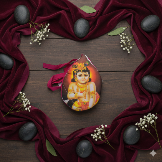 NOVELIKA-Multicolor Bal Gopal Printed Bead Bag/Chanting Bag/Japa Bag With Sakshi Mala Counter Less (Pack of 1)