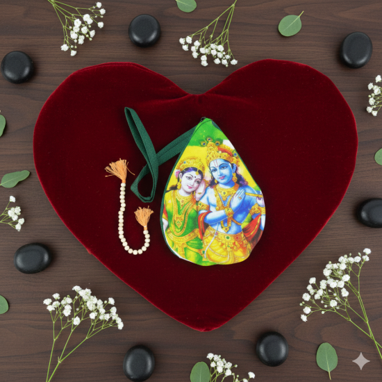 NOVELIKA-Colorful Radha Krishna Beads Bag-Chanting Bag-Japa Bag With Sakshi Mala (Pack of 1)
