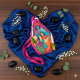 NOVELIKA-Cherry Red Radha Krishna Embroidered Chanting Bag /Japa Mala Bag With Sakshi Mala Counter (Paack of 1)