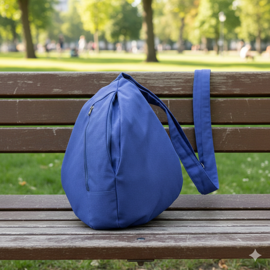 NOVELIKA-Blue Pure Cotton Chanting Bag Or Gomukhi Japa Mala Bag Or Cotton Bead Bag With Sakshi Mala Counter (Pack of 1)