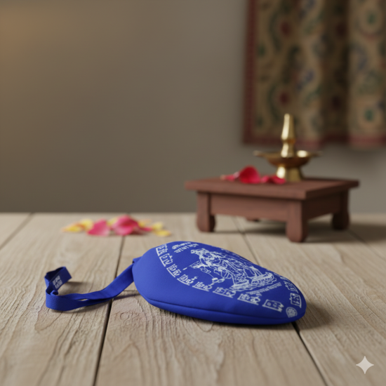 NOVELIKA-Blue Cotton Chanting Bag /Japa Bag/Beads Bag With Sakshi Mala (Pack of 1)