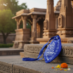 NOVELIKA-Blue Cotton Chanting Bag /Japa Bag/Beads Bag With Sakshi Mala (Pack of 1)