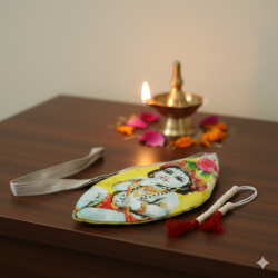 NOVELIKA-Bal Gopal Printed Chanting Bag/Gomukhi Japa Bag With Sakshi Mala Counter (Pack of 1)