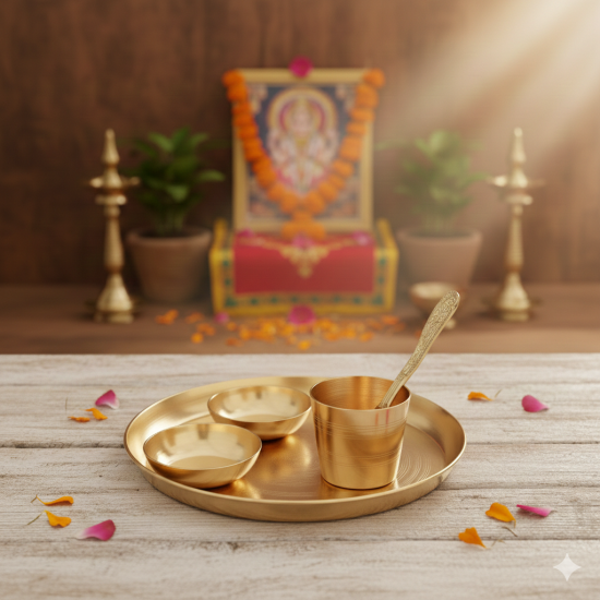NOVELIKA- Traditional Laddu Gopal Brass Bhog Puja Thali 