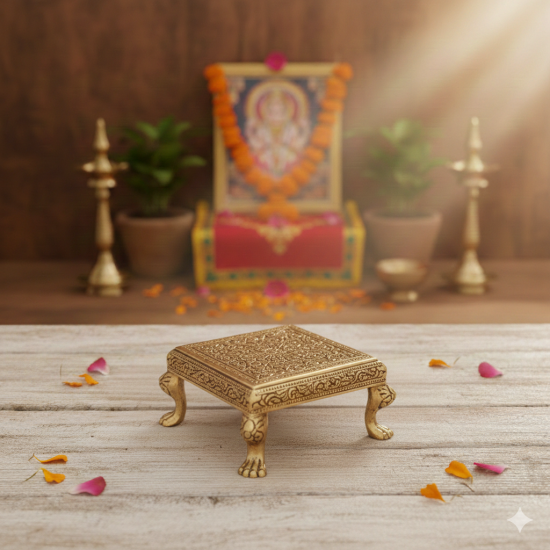 Novelika- Traditional Brass Pooja Chowki  peetham or bajot(NA643)