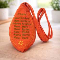 NOVELIKA-Pinkish Orange Sree Bal Gopal Embroidery Cotton Chanting Bag/Gomukhi Japa Bag With Sakshi Mala Counter(Pack of 1)
