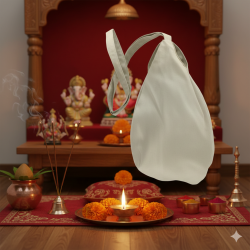 NOVELIKA-Off-White Chanting Bag/Gomukhi Japa Mala Bag/Beads Bag With Sakshi Mala Counter(Pack of 1)