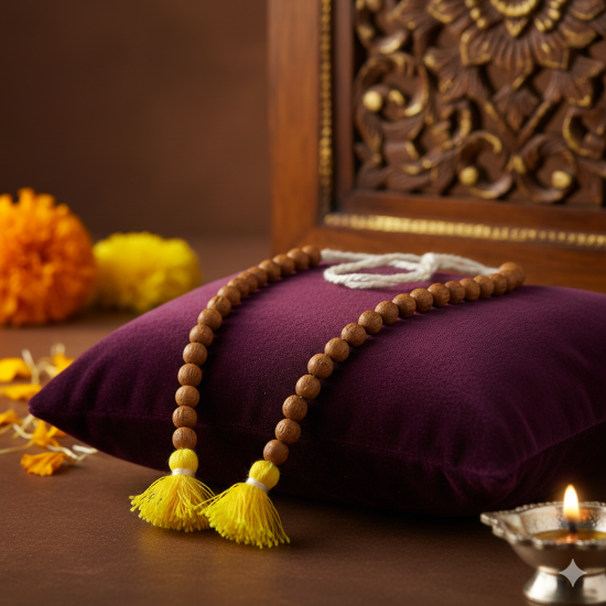 NOVELIKA-Off-White Chanting Bag/Gomukhi Japa Mala Bag/Beads Bag With Sakshi Mala Counter(Pack of 1)