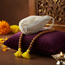 NOVELIKA-Off-White Chanting Bag/Gomukhi Japa Mala Bag/Beads Bag With Sakshi Mala Counter(Pack of 1)