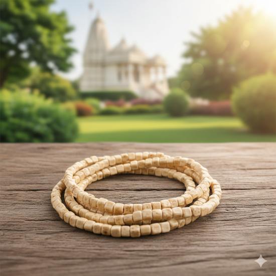  Novelika Original Three Layer Tulsi Kanthi Mala Or 3 Round Mala For Neck | Holy Basil Wood Necklace For Adults Unisex Less