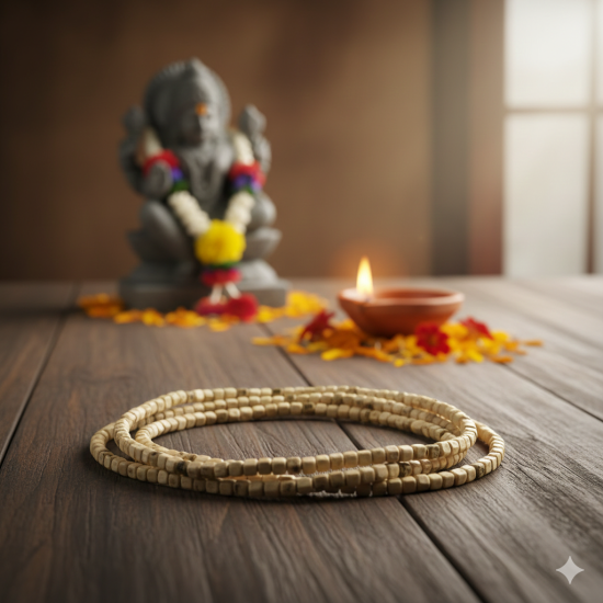  Novelika Original Three Layer Tulsi Kanthi Mala Or 3 Round Mala For Neck | Holy Basil Wood Necklace For Adults Unisex Less