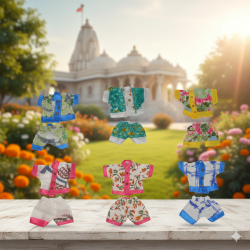  NOVELIKA -0-1 Multicolor Design Cotton Kurta & Dhoti/Shorts Set for Bal Gopal Idol- Soft Fabric Krishna Idol (Pack of 5 )