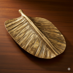 NOVELIKA - Golden Brass Banana Leaf Handcrafted Decorative Accent For Home Décor, Gift Item, Wall Decoration Less (Pack of 1)