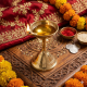 NOVELIKA - Golden Traditional Brass Stand Diya/Pradip For Puja ( Pack of 1 )