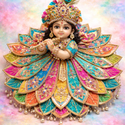 NOVELIKA - Laddu Gopal Beautiful Dress - Multiple Layers in a Fan-Like or Peacock-inspired Design, Adorned with Colorful Embroidery, (8 Pieces )