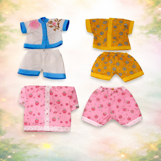 NOVELIKA - Laddu Gopal Cotton Night Dress (Random Colors Design Print)  Multicolor  Pack of 3 No-2