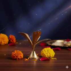 NOVELIKA -  Golden Pure Brass Amra Pallav Or Original Pital Aam Patta/Pooja Mango Leaves For Daily Puja | Mango Leaf (Pack Of 1)