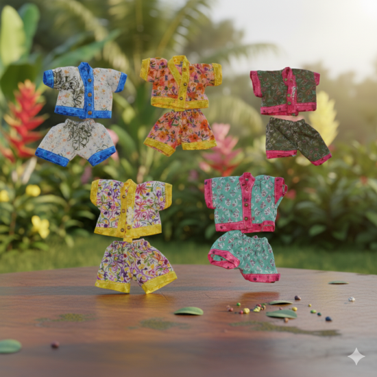 NOVELIKA - Partish Laddu Gopal Cotton Summer Dress - Ladoo Gopal Cotton Suit (Pack of 5)No-2