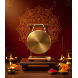 NOVELIKA - Pure Brass Pooja Bell Or Kashor, Ghanta With Striker Stick, For Puja Less Set of 1.