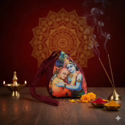 NOVELIKA - Pure Cotton Hare Krishna Japa Bag - Bengali Chant Printed (Pack of 1)