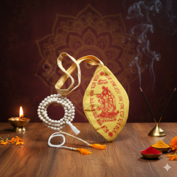 NOVELIKA - Pure Cotton Hare Krishna Japa Bag | Bengali Chant Printed | 108 Japa Mala Beads With Sakshi Mala Counter 