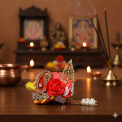 Novelika Laddu Gopal Mukut Beautiful Flower Pagdi of Ladoo Gopal Ji Set of 6 (LGM002)