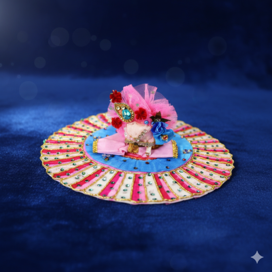 NOVELIKA -  Laddu Gopal Poshak with Matching Beautiful Pink Pagdi  (Set of 1)