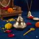 NOVELIKA -  Golden Handmade Pital Sindoor Dibbi Or Kumkum / Sindur Box With Stick Less Pack of 1.