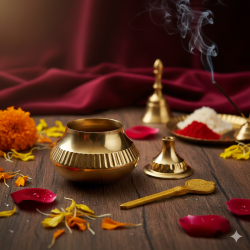 NOVELIKA -  Golden Handmade Pital Sindoor Dibbi Or Kumkum / Sindur Box With Stick Less Pack of 1.