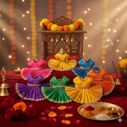 NOVELIKA -  Designer Dress Lord Krishna (specifically in his child form, Laddu Gopal dress Multicolor (Set of 6)