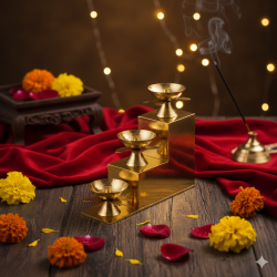 Novelika -  Brass Three Step Decorative Akhand Diya(NA598)