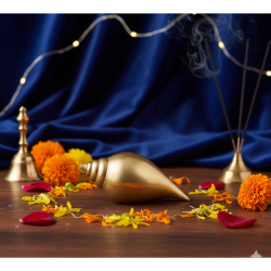 Novelika -  Brass Shankh (Conch Shell) on a stand(NA610)