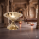 NOVELIKA -  Brass Aarti Lamp/Camphor Dhoop Stand/Kapoor Diya Holder With Handle (Pack of1)