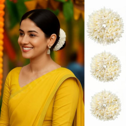 Novelika- White Mogra Gajra Artificial Jasmine Flower Band for Women Girls For Wedding, Festive(NA1078) 