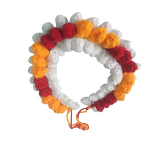 Novelika- Beautiful Handmade Crochet Gajra Hair Accessory, White, Red and Yellow Flower Design(NA1084) Novelika- Beautiful Handmade Crochet Gajra Hair Accessory, White, Red and Yellow Flower Design(NA1084)