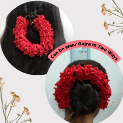 Novelika-Artificial Red Rose Gajra of Mogra for Hair Bun/juda/phool Hair Accessory 1Pcs (NA1095)