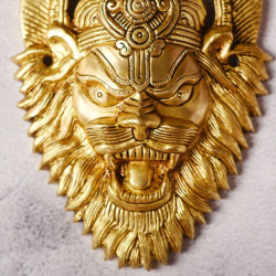 Novelika- Brass Lion Head Wall Hanging Narasimha Mask or  Kirtimukha(NA665)
