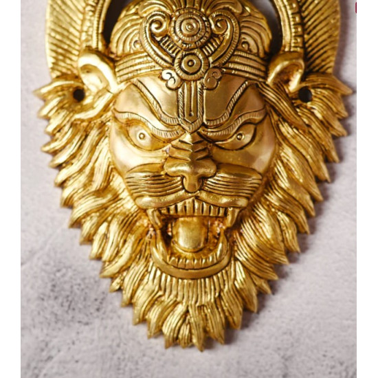 Novelika- Brass Lion Head Wall Hanging Narasimha Mask or Kirtimukha(NA665) Novelika- Brass Lion Head Wall Hanging Narasimha Mask or Kirtimukha(NA665)