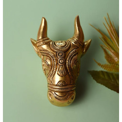 Novelika-Handcrafted Brass Nandi Bull Face Wall Hanging(NA666)