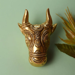 Novelika-Handcrafted Brass Nandi Bull Face Wall Hanging(NA666)
