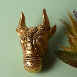 Novelika-Handcrafted Brass Nandi Bull Face Wall Hanging(NA666)