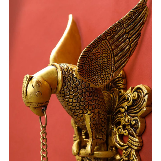 Novelika - Brass Parrot Wall Hanging with Bell (NA668)