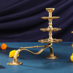 Novelika-   Traditional Brass Three-Step Deeparadhana Lamp(NA675)