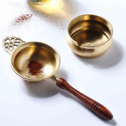 Novelika- Brass Tea Strainer with Bowl(NA685)