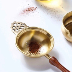 Novelika- Brass Tea Strainer with Bowl(NA685)