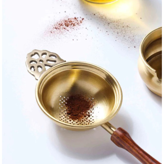 Novelika- Brass Tea Strainer with Bowl(NA685)