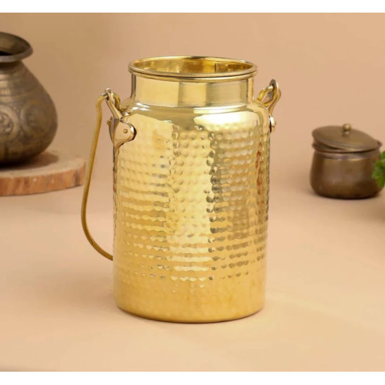 Novelika- Pure Brass Hammered Milk Pot Milk Barni, Milk Can, Ketli, Dolchi (NA670)